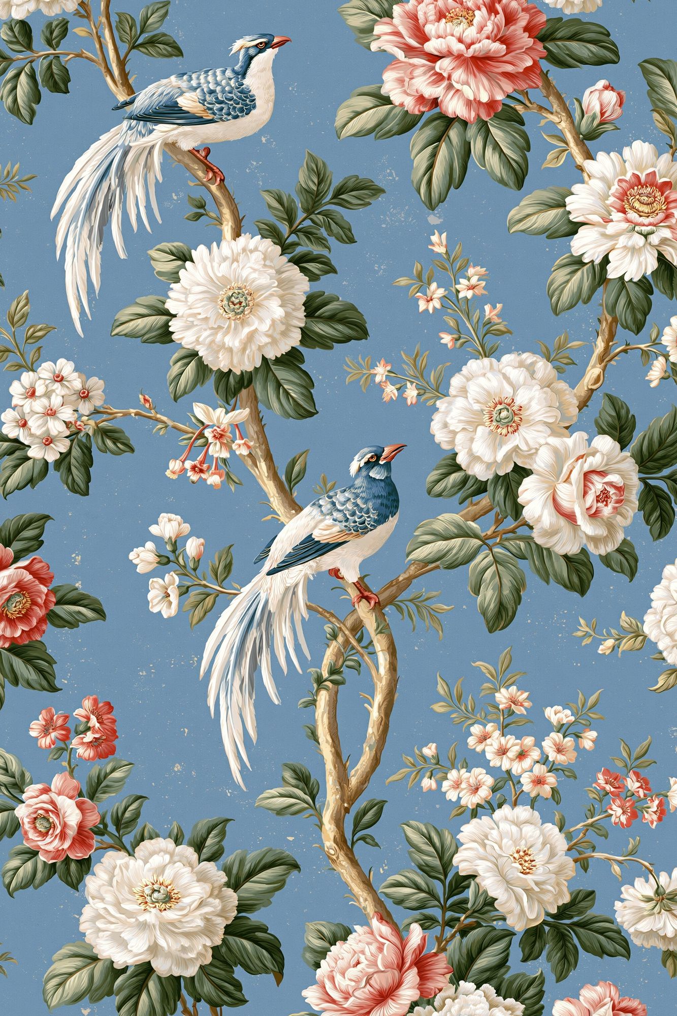 Peacock Floral Wallpaper Poster. poster — botanical art