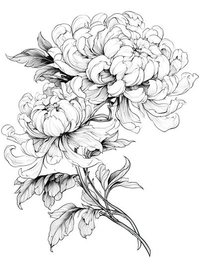 Peony Botanical Line Art Poster.