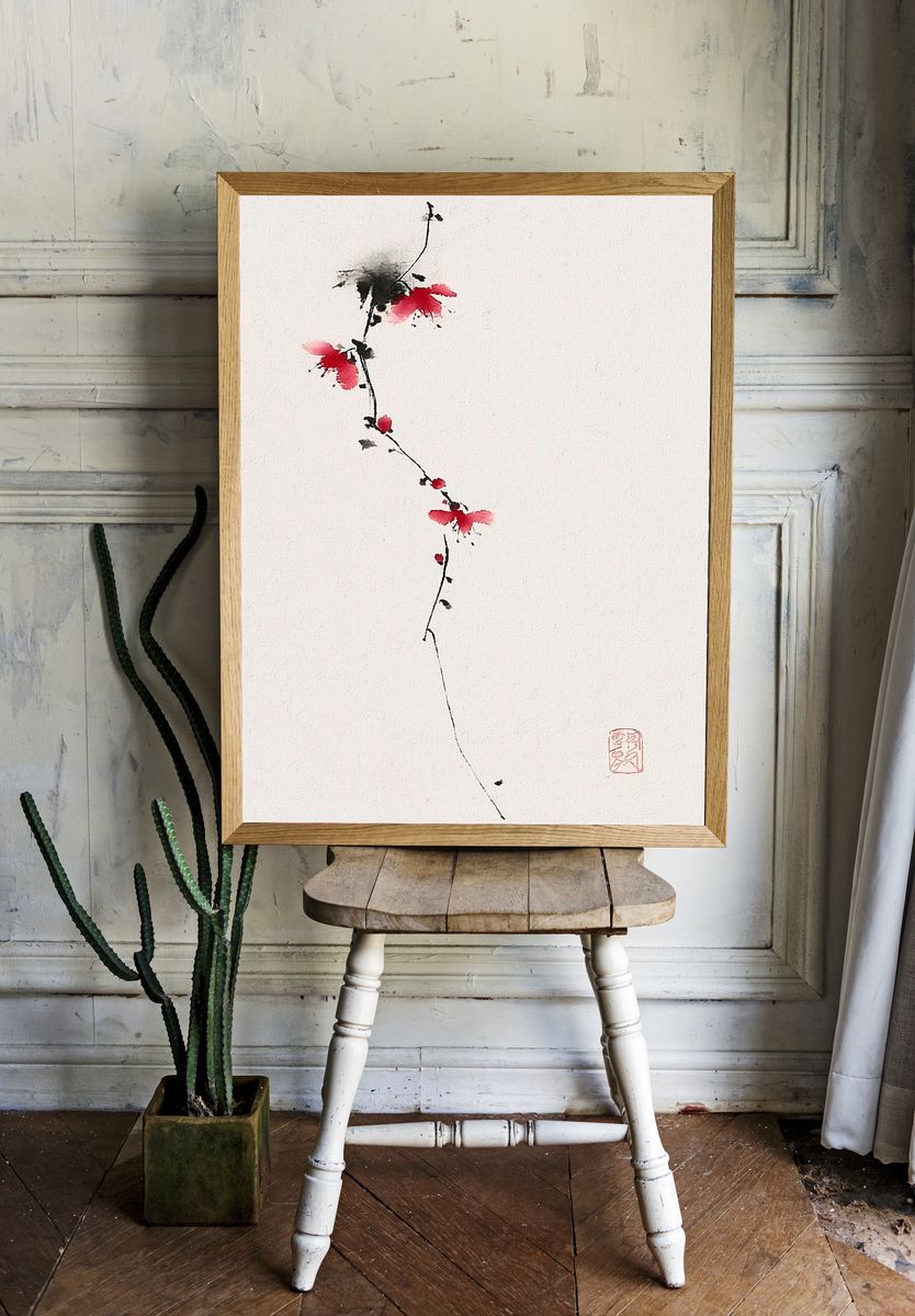Cherry Blossom Ink Poster. room preview
