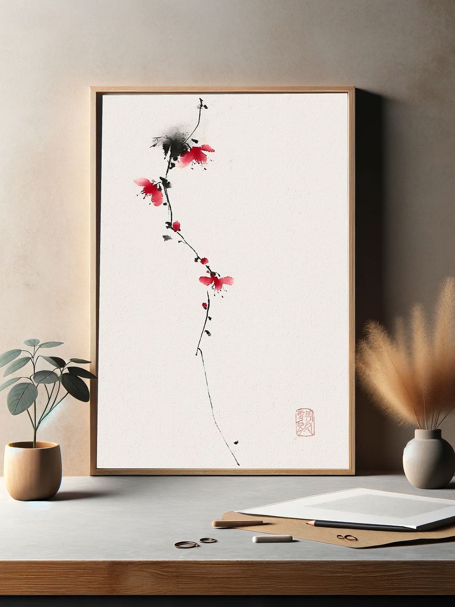 Cherry Blossom Ink Poster. — room view 2