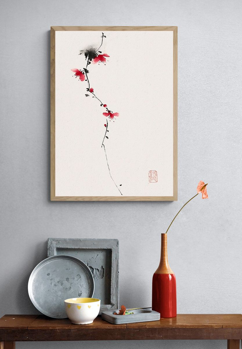 Cherry Blossom Ink Poster. — room view 3