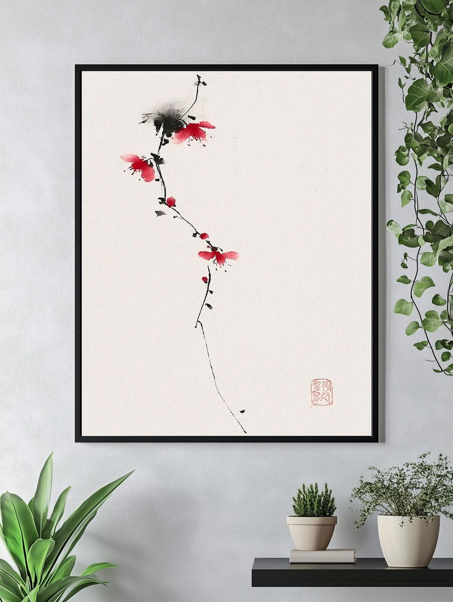 Cherry Blossom Ink Poster. — room view 4