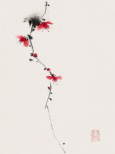 Cherry Blossom Ink Poster. poster