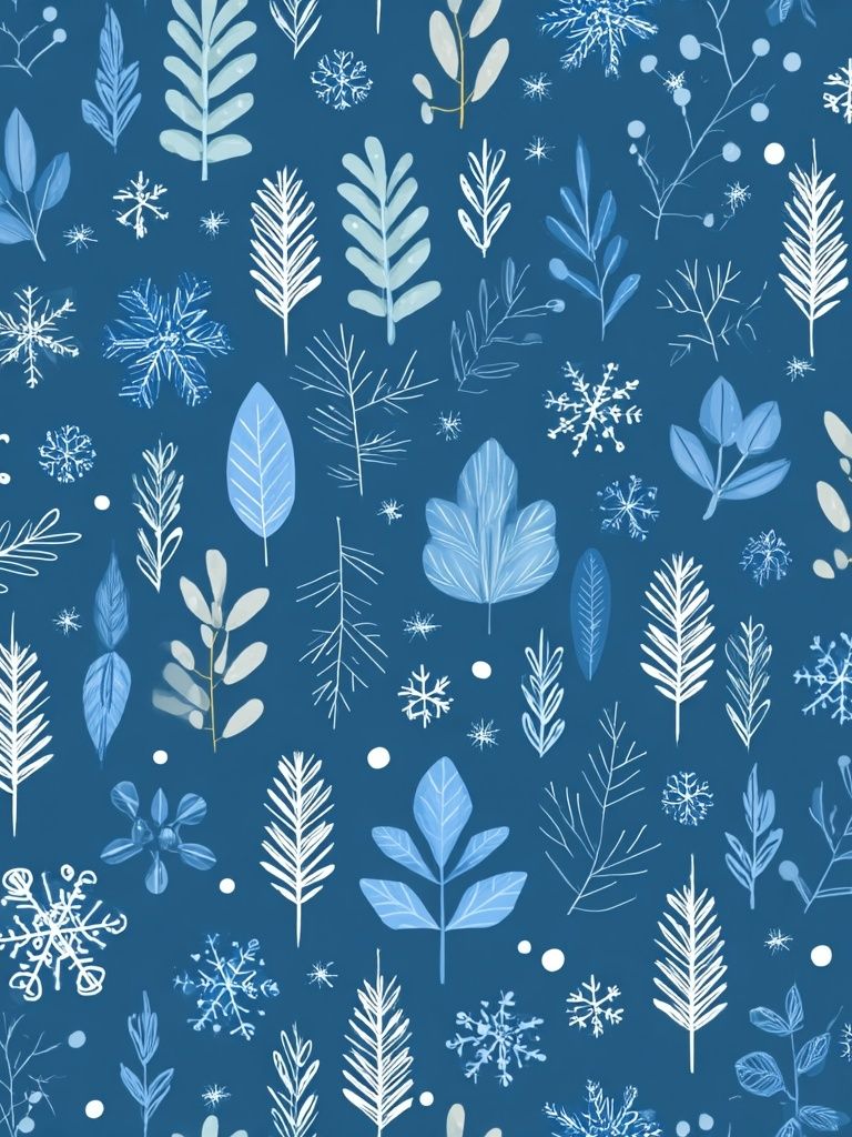 Winter Botanical Pattern Print. poster detail