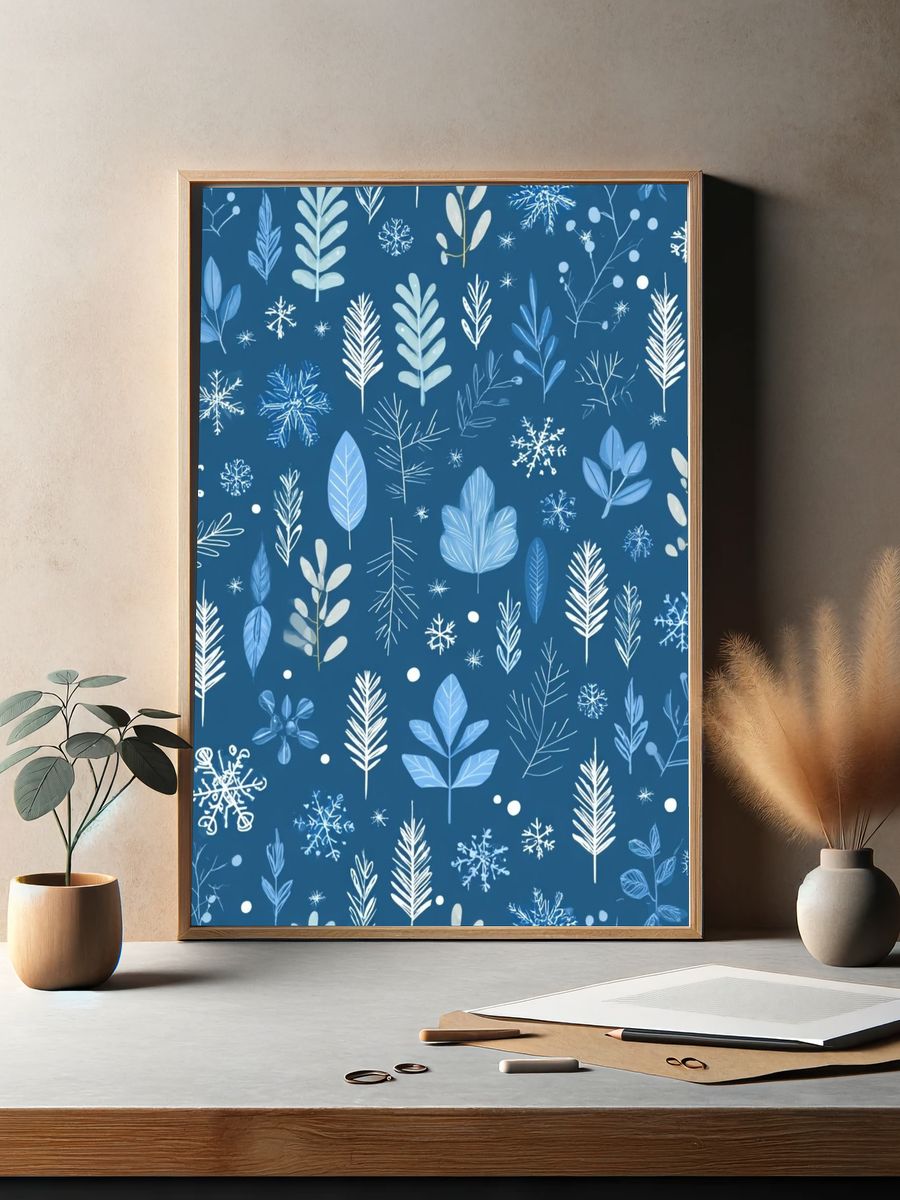 Winter Botanical Pattern Print. — room view 2