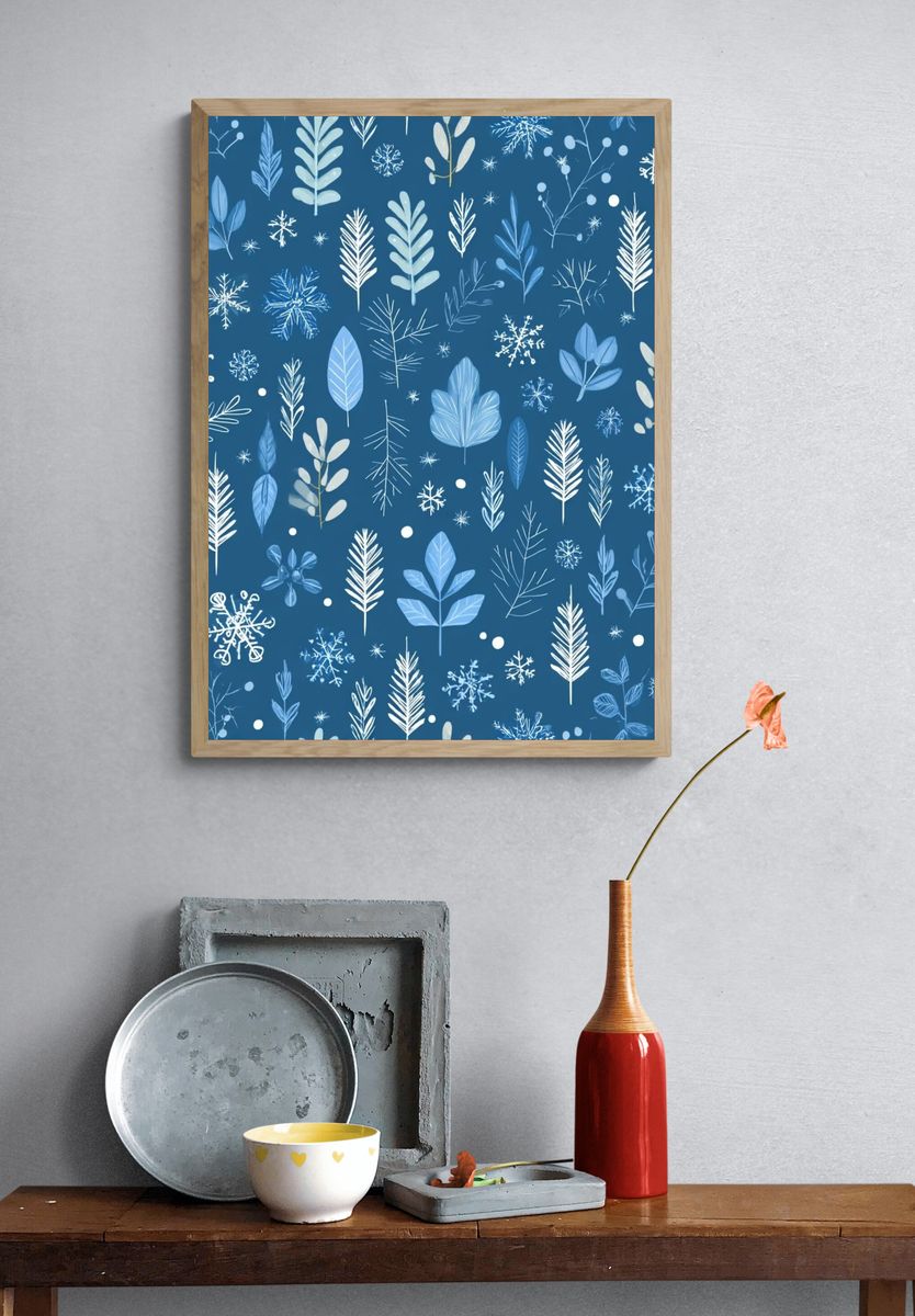 Winter Botanical Pattern Print. — room view 3