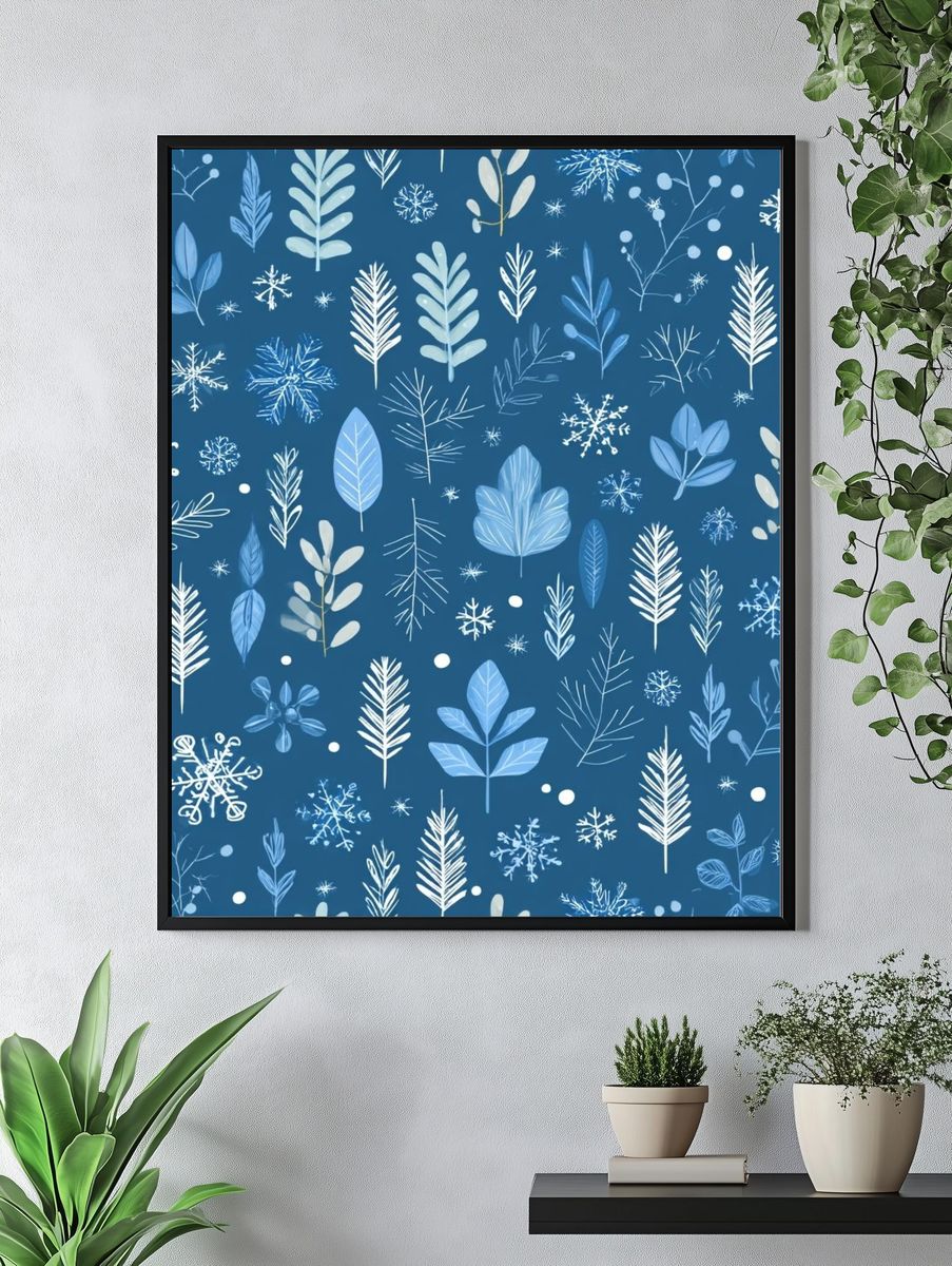 Winter Botanical Pattern Print. — room view 4