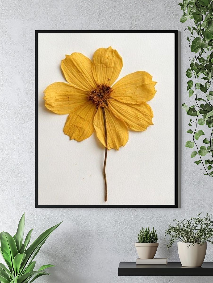 Pressed Yellow Flower Botanical Print. — room view 4