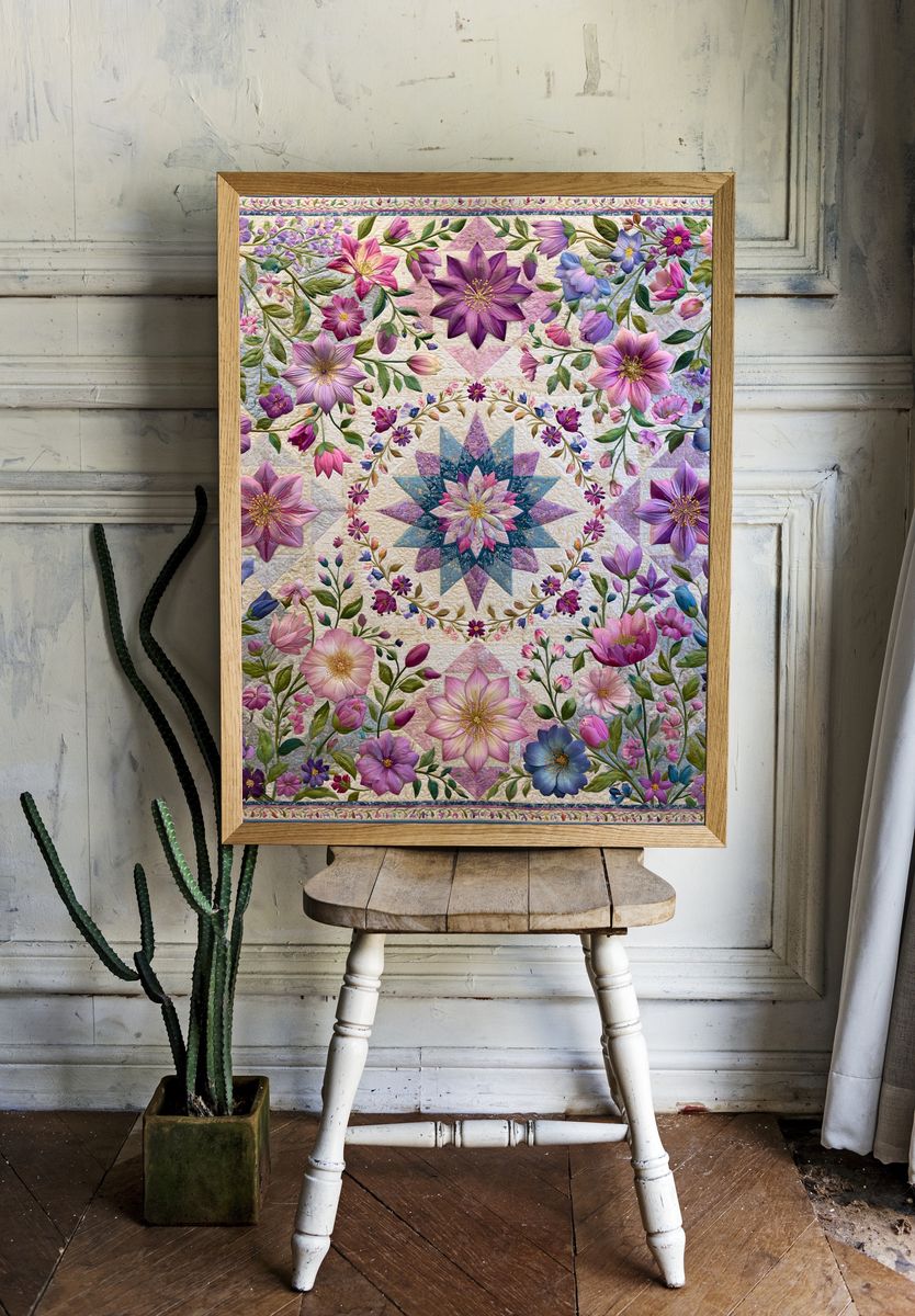 Floral Quilt Garden Print. room preview