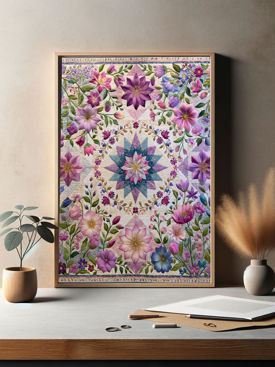 Floral Quilt Garden Print. — room view 2
