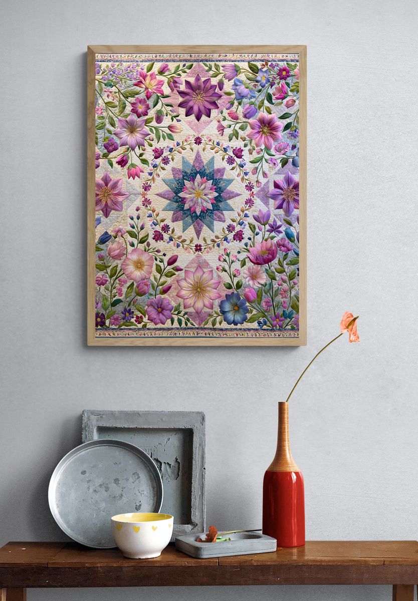 Floral Quilt Garden Print. — room view 3