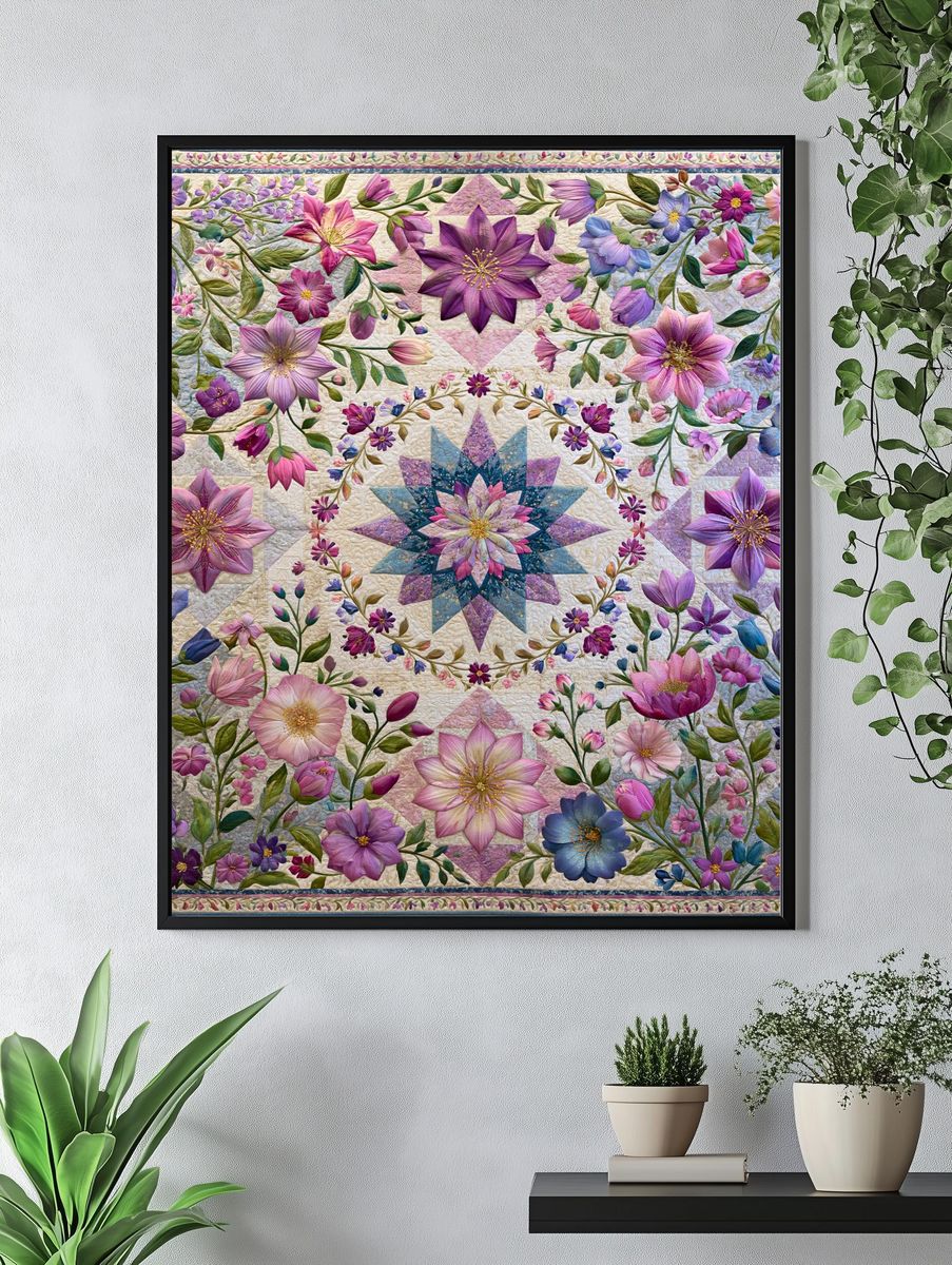 Floral Quilt Garden Print. — room view 4