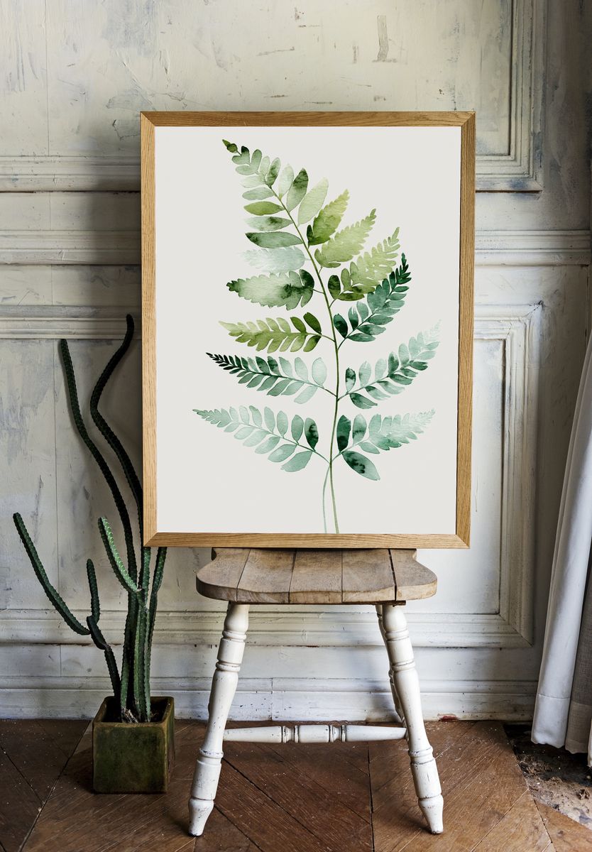 Watercolor Fern Botanical Poster. room preview