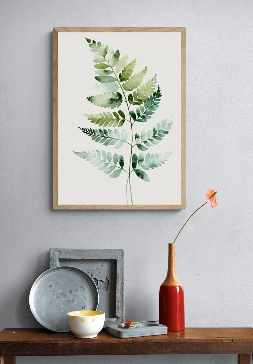 Watercolor Fern Botanical Poster. — room view 3