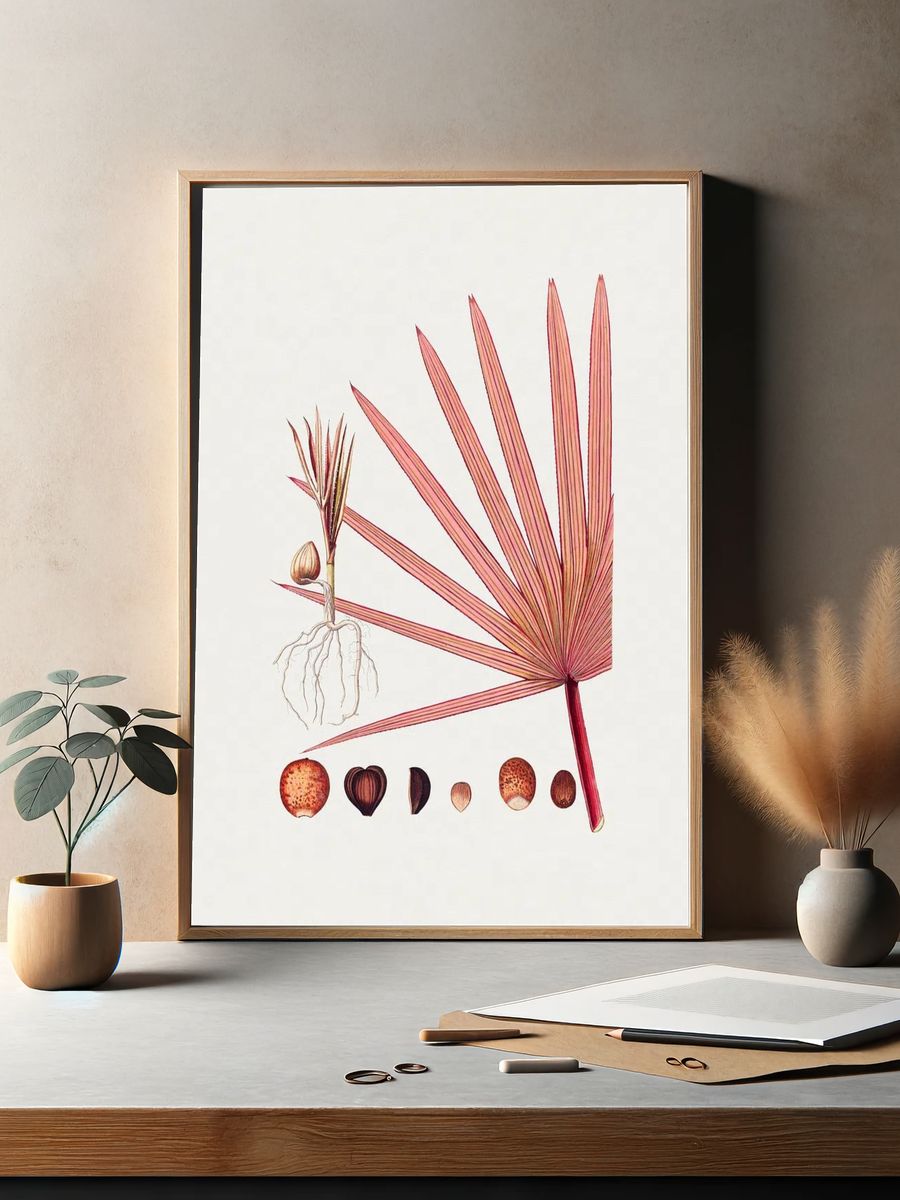 Hand drawn red latan palm. — room view 2