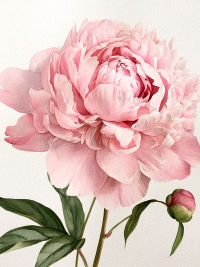 Pink Peony Watercolor Print.