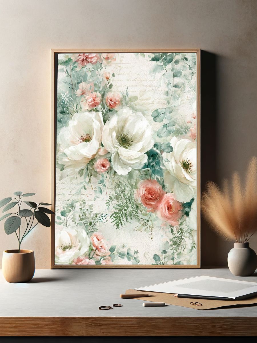 Pastel Floral Watercolor Print. — room view 2