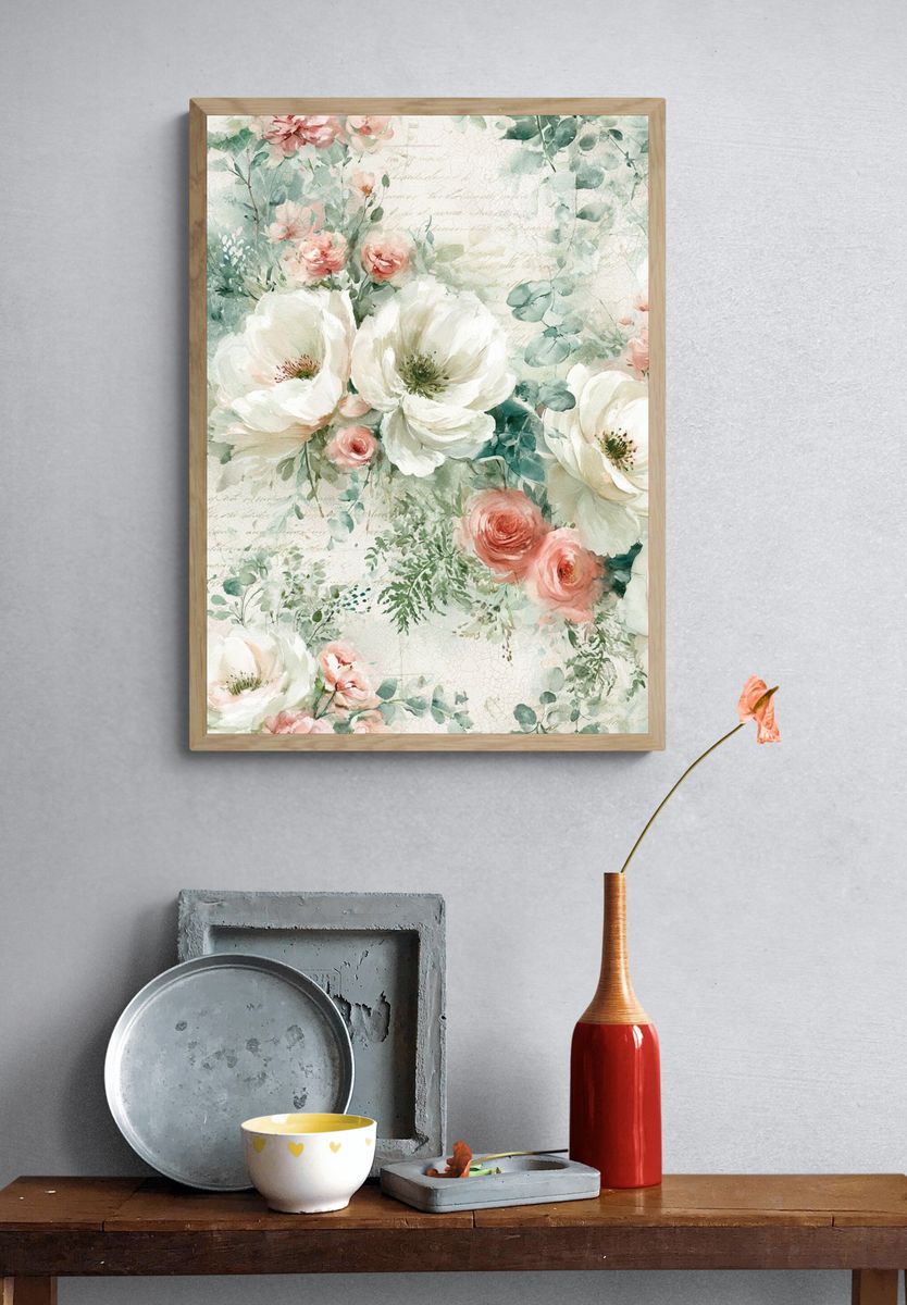 Pastel Floral Watercolor Print. — room view 3