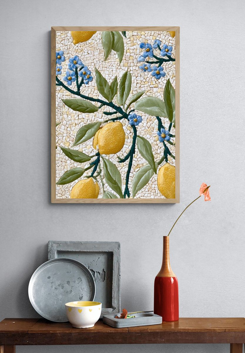 Lemon Blossom Mosaic Print. — room view 3