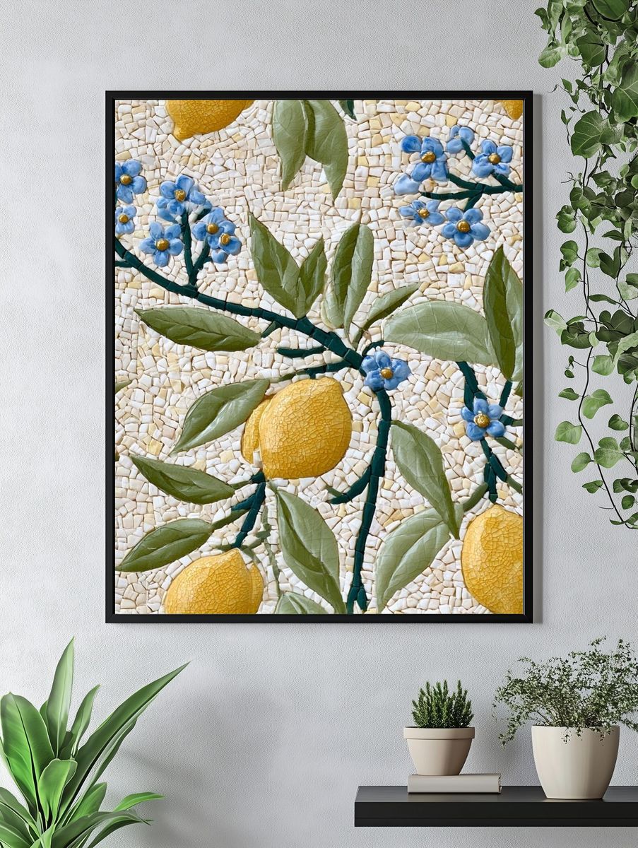 Lemon Blossom Mosaic Print. — room view 4
