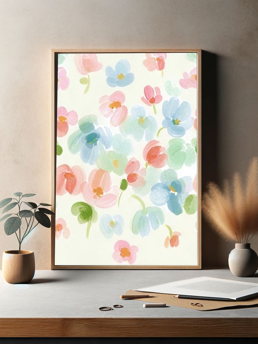 Pastel Floral Watercolor Print. — room view 2