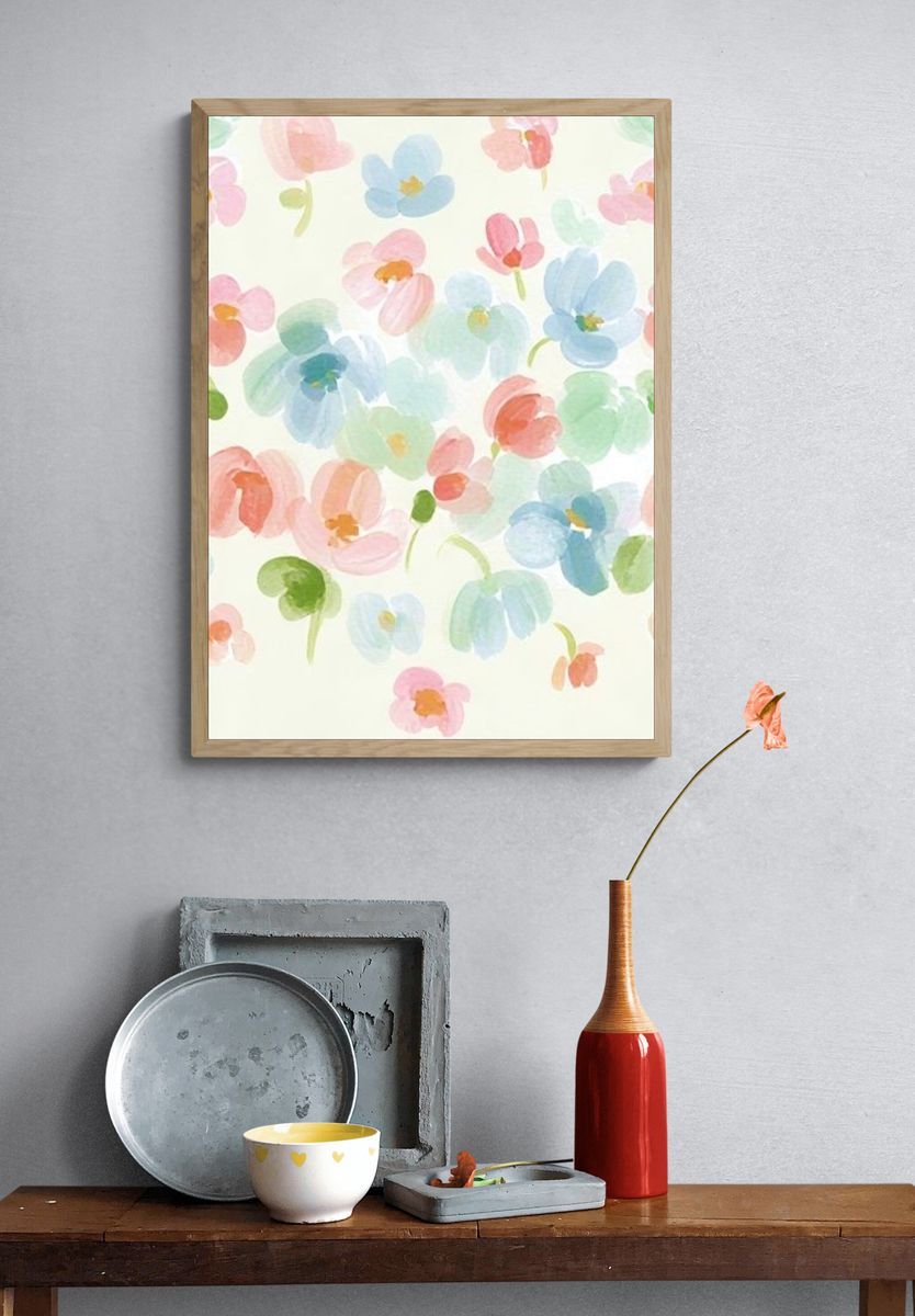Pastel Floral Watercolor Print. — room view 3