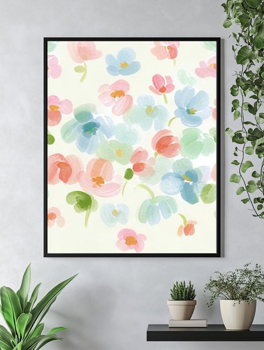 Pastel Floral Watercolor Print. — room view 4