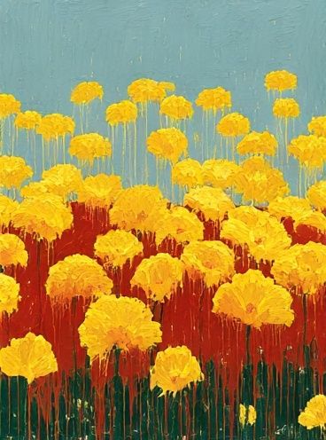 Golden Wildflowers Contemporary Print. poster detail