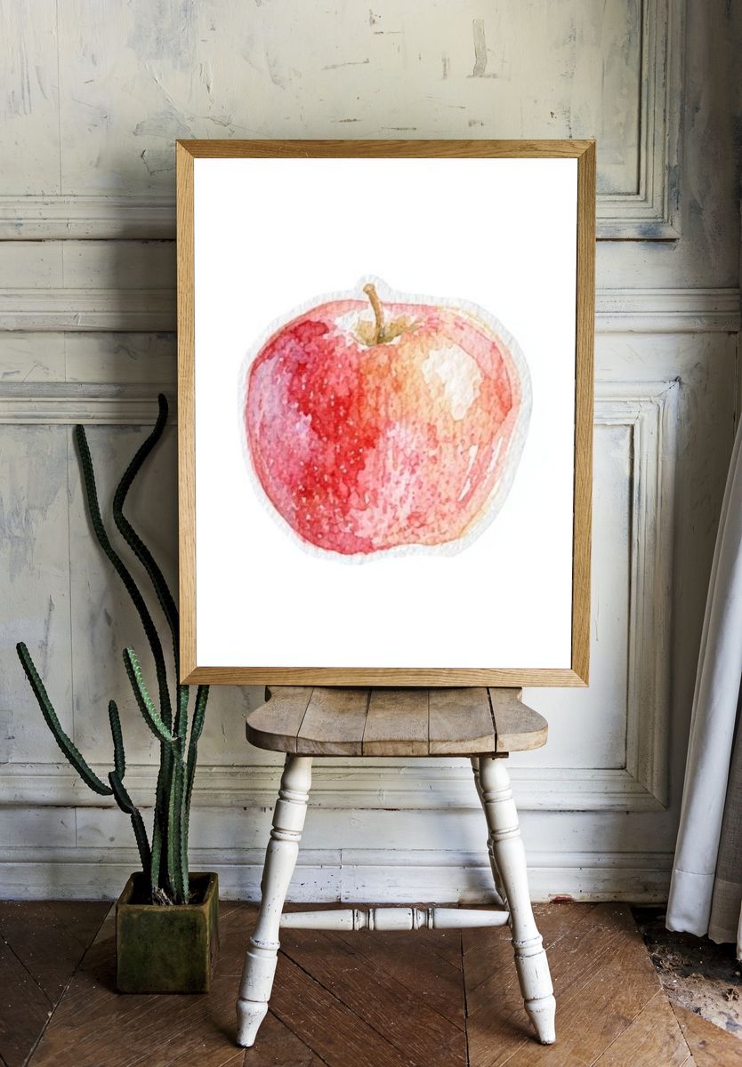 Watercolor Apple Illustration Poster. — room view 1