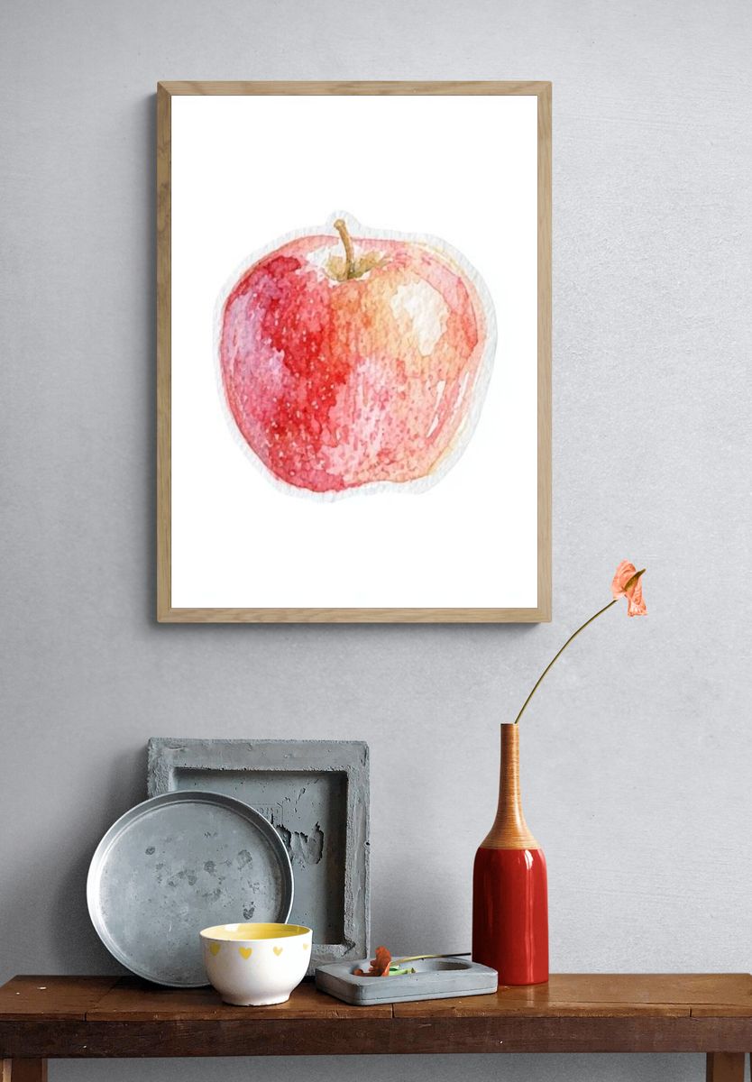 Watercolor Apple Illustration Poster. — room view 3