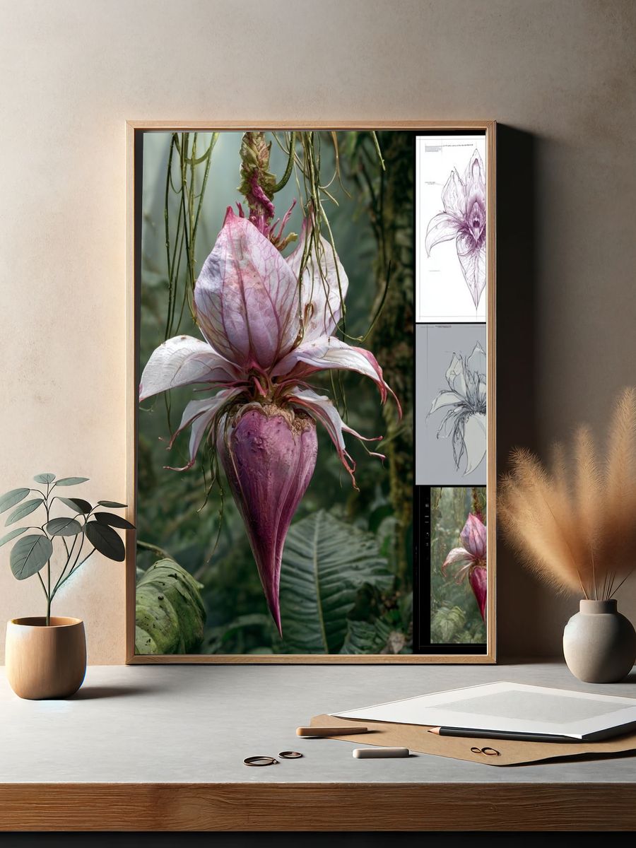 Exotic Orchid Botanical Poster. — room view 2