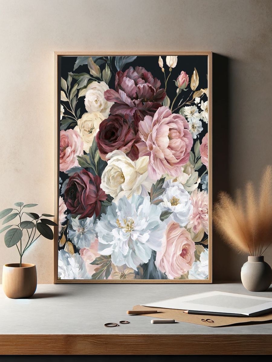 Blush Peonies Floral Print. — room view 2