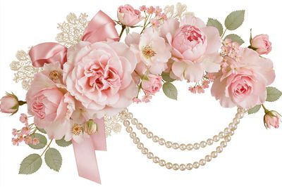 Pink Roses and Pearls Floral Print. poster