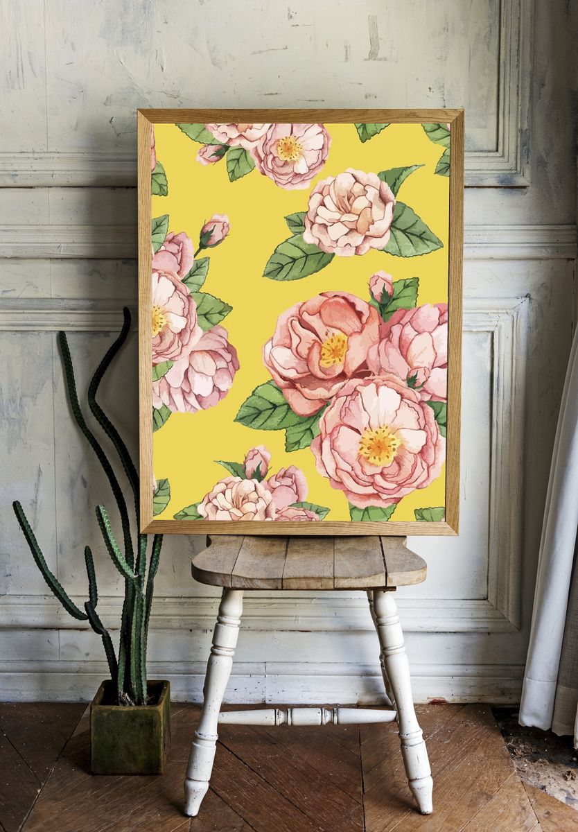 Hand drawn peony flower isolated. — room view 1