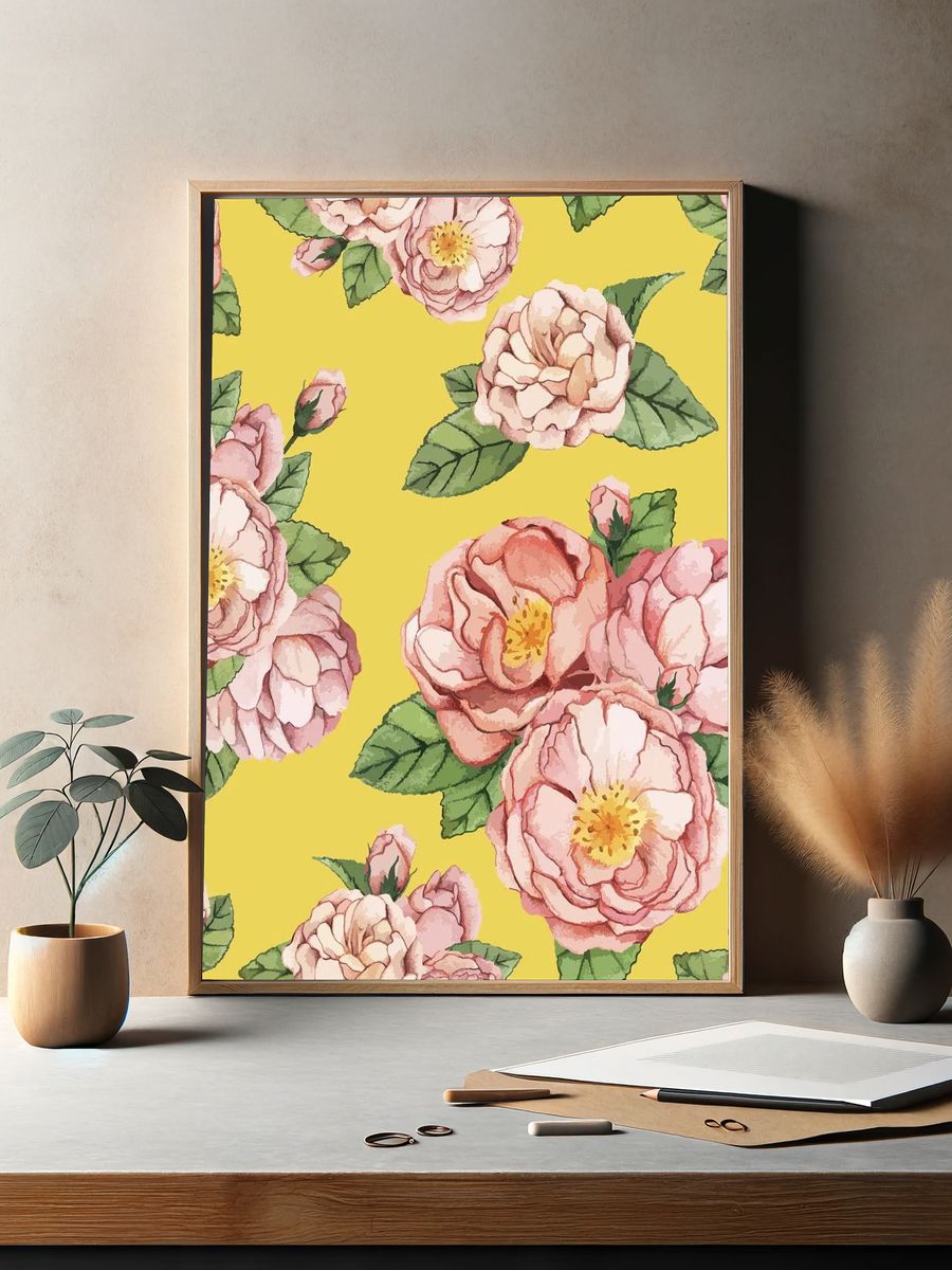 Hand drawn peony flower isolated. — room view 2