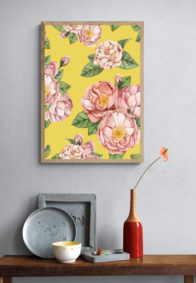 Hand drawn peony flower isolated. — room view 3