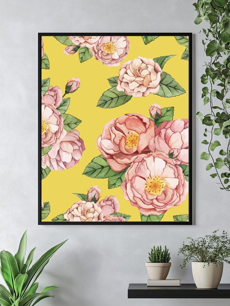 Hand drawn peony flower isolated. — room view 4