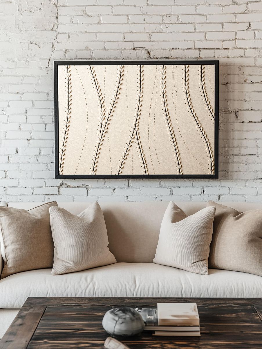 Botanical Stitch Pattern Print. room preview