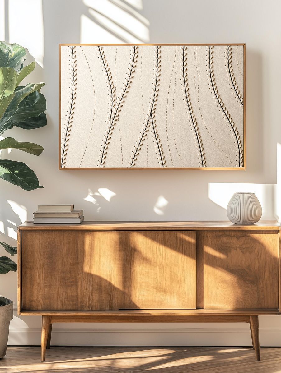 Botanical Stitch Pattern Print. — room view 3