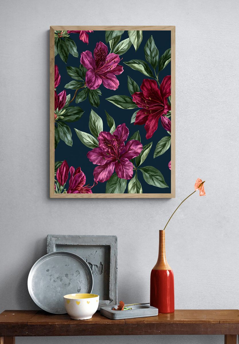 Magenta Azalea Botanical Poster. — room view 3