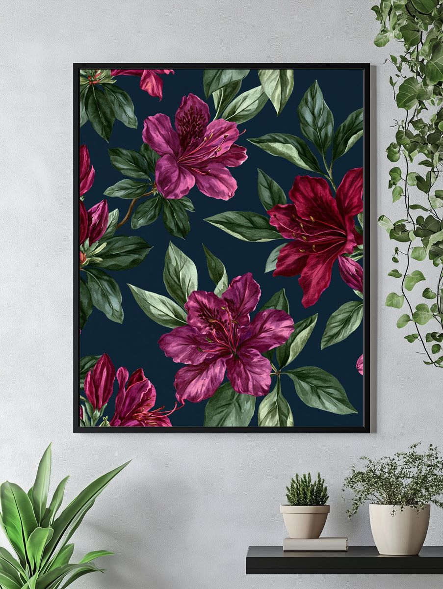Magenta Azalea Botanical Poster. — room view 4