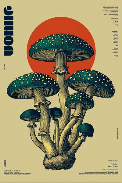 Mushroom Cluster Vintage Poster. poster