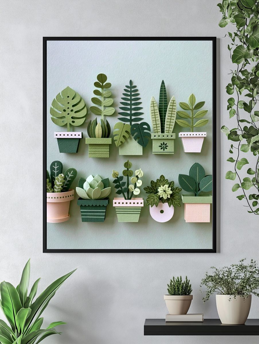 Paper Potted Plants Botanical Print. — room view 4