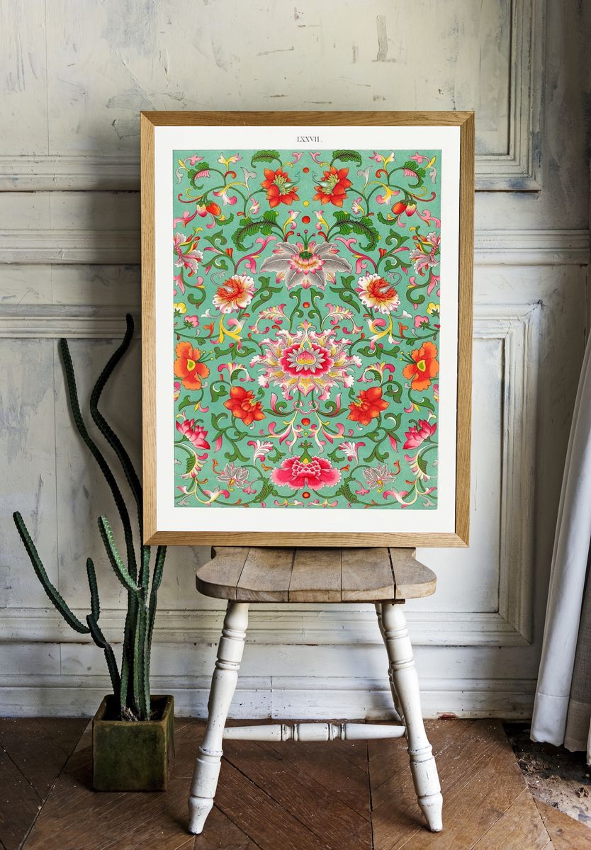 Colorful floral pattern, Examples Chinese. — room view 1