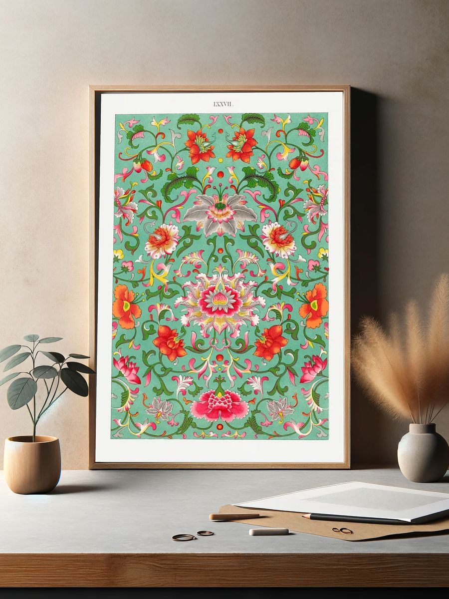 Colorful floral pattern, Examples Chinese. — room view 2