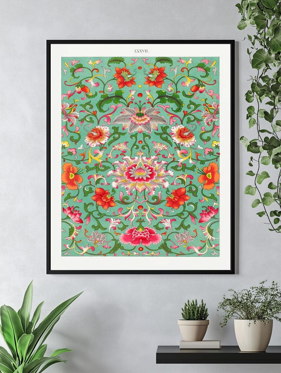 Colorful floral pattern, Examples Chinese. — room view 4
