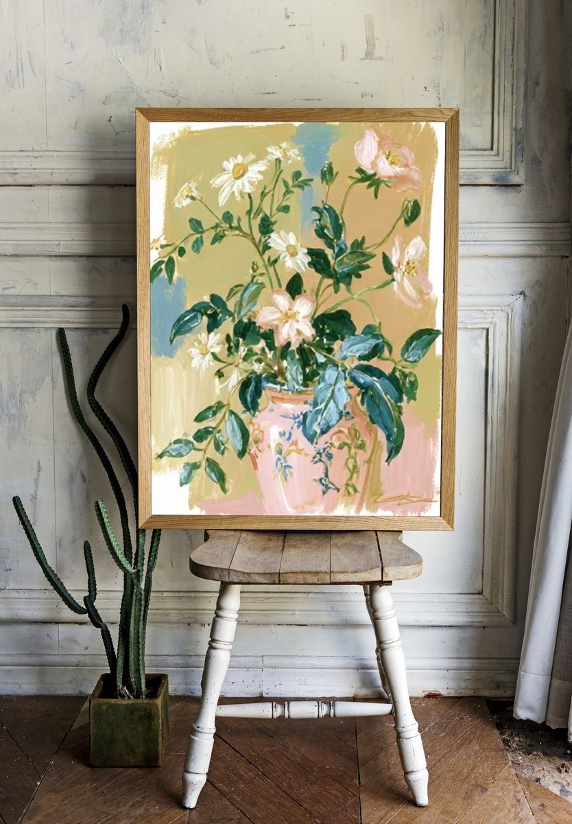 Floral Vase Impressionist Poster. — room view 1