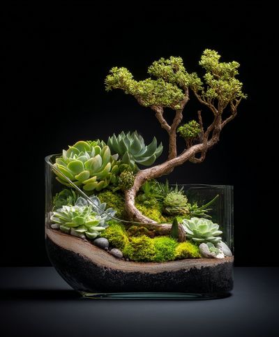 Succulent Bonsai Terrarium Photography Poster. poster print