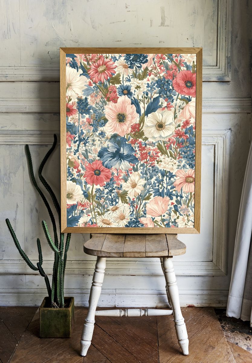 Pastel Wildflower Botanical Print. — room view 1
