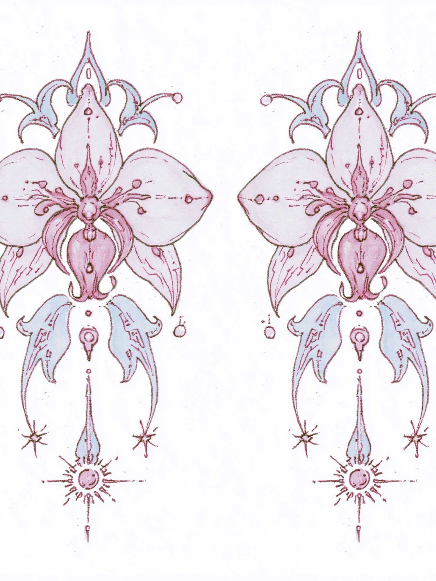 Twin Floral Line Art Poster. poster — botanical art